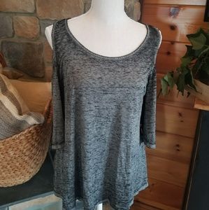 Soft grey open shoulder blouse
